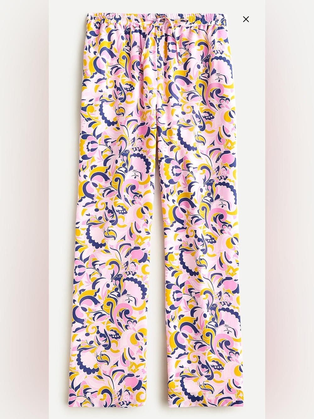 J.Crew pull on silk pants paisley swirl size 2 classic preppy coquette